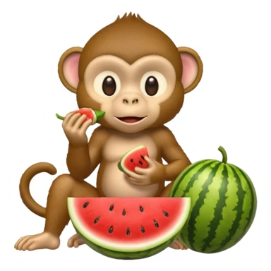 A monkey eating watermelon and chicken  sticker