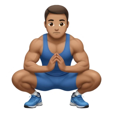 A man squatting with his hands on his knees sticker