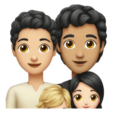 Young Iranian man black hair, blond French wife, and baby girl with black hair sticker