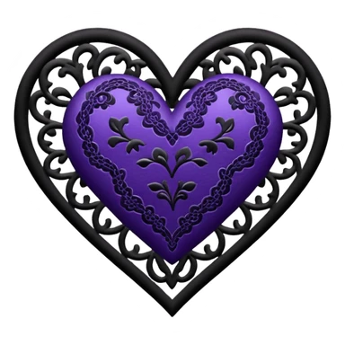 black and purple lace heart sticker