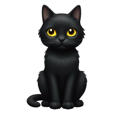 Black cat with yellow eyes with black and white long hair cat sticker
