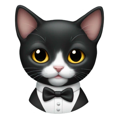black kitten wearing bow tie sticker