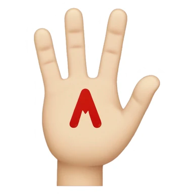 An open hand with the middle and angular fingers crossed, giving the shape of the letter M. sticker