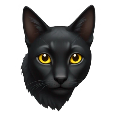 Pointed black ears like lynx sleek solid black furred cat full body yellow eyes  sticker