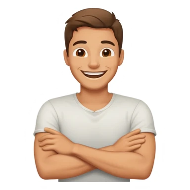 arms Crossed around neck laughing guy sticker