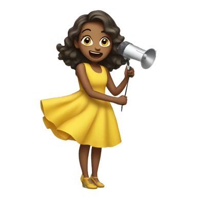 a girl singing in a yellow dress sticker