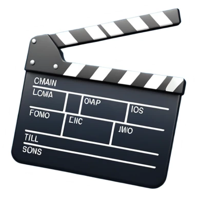 ultra simplified movie clapper with blue and white colors, two simple rectangles with a diagonal line sticker