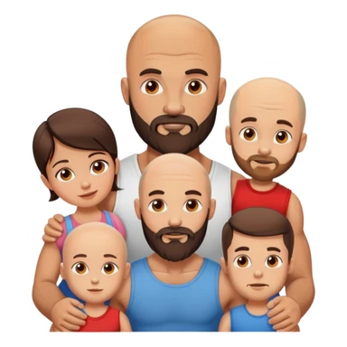 Muscular Bald man with a beard crazy in love with his young brunette wife and 3 sons sticker