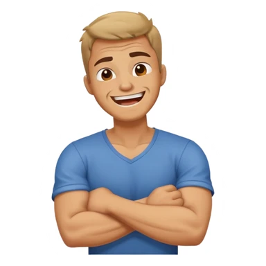 arms crossed holding neck laughing angry guy sticker