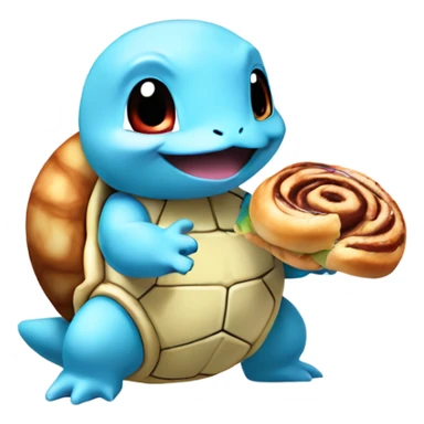 Squirtle eating a cinnamon roll sticker