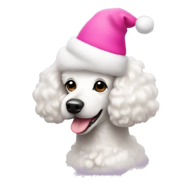 white poodle with pink christmas hat sticker