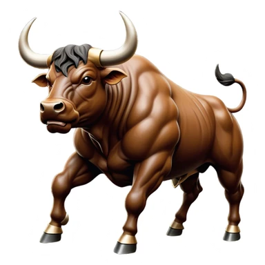 Cinematic Realistic depiction of a powerful Spanish charging bull, rendered with dynamic muscle definition and detailed, textured hide, set against a dramatic backdrop with intense, action-packed lighting sticker
