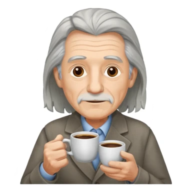 elderly with coffee men long hair sticker