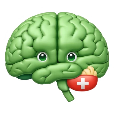 green brain with health logo plus on it sticker