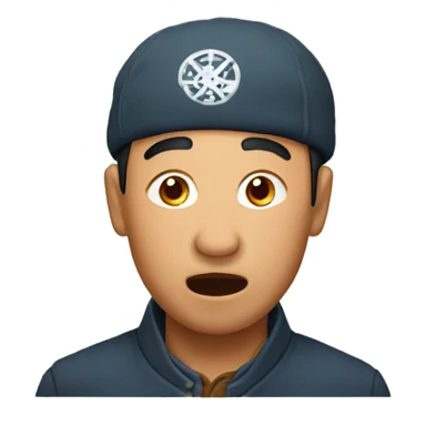 Kyrgyz man have a surprised sticker