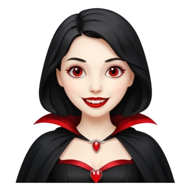 Vampire lady in black dress with cape, smile sticker