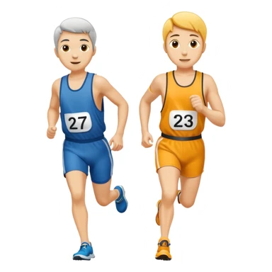 two people in a footrace wearing bib numbers sticker