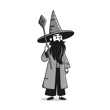 unique wizard hand drawn doodle sticker