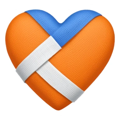 Half dark blue half orange heart split vertically, a white gauze bandage wrapped around it sticker