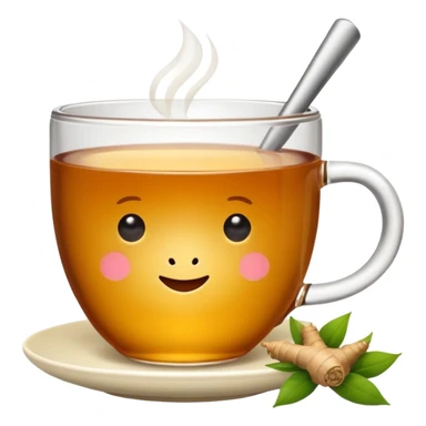 simple cup of tea with ginger root sticker