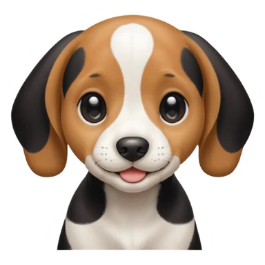 Black and white beagle puppy, smiling, smooth coat sticker