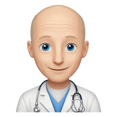 white male doctor a little bald no wrinkles long ears big nose blue eyes sticker