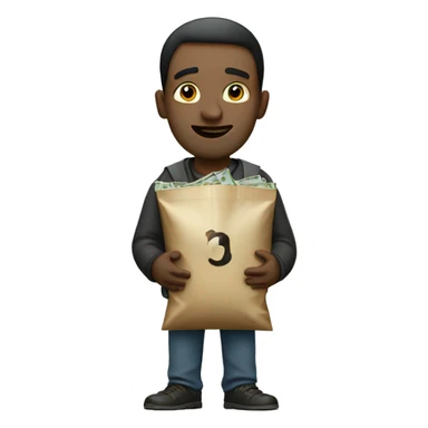 man with big nose holding bag of money sticker