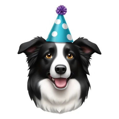 A black and white polka-dotted Border Collie wearing a party hat.   sticker