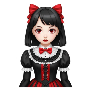 Gothic black and white and red Lolita laces bow tie glittery dress  sticker