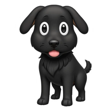 Please give me an all black dog with droopy ears as a walking dog emoji sticker