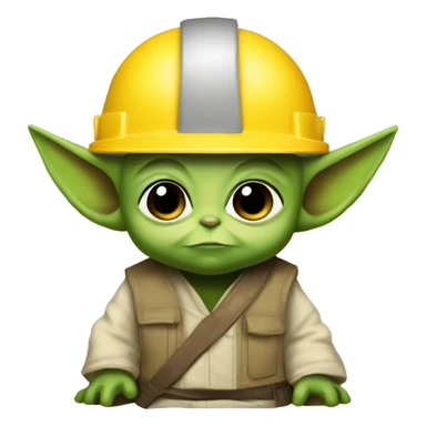 baby yoda foreman In a yellow construction helmet sticker