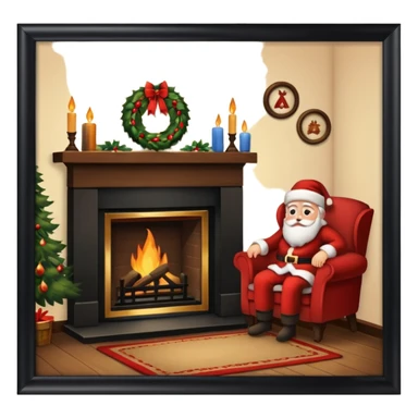 Interior early American Christmas scene sticker