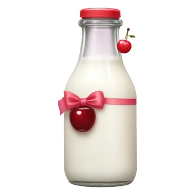 aesthetic milk bottle with cherry bow sticker