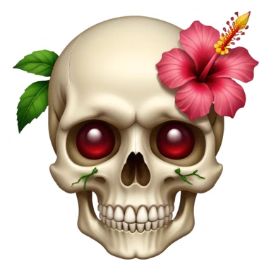 Skull with hibiscus on left ear  sticker