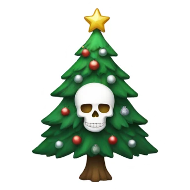 Christmas tree with white skull ornaments sticker
