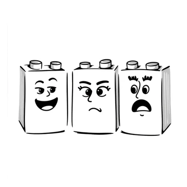 A collection of Lego-style bricks with different facial expressions sticker