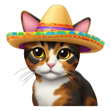 tortoiseshell cat wearing a sombrero sticker