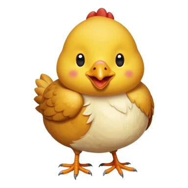 Cree moi un emoji poulet qui mange du poulet  sticker