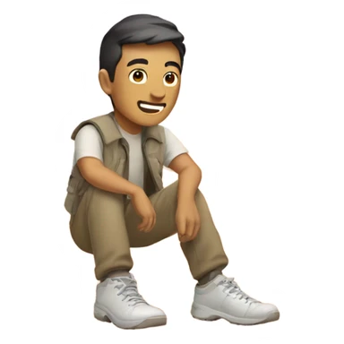 An Asian man in the desert shining shoes sticker