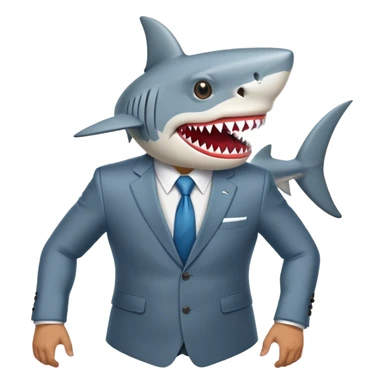 businessman with a shark head wearing costume sticker