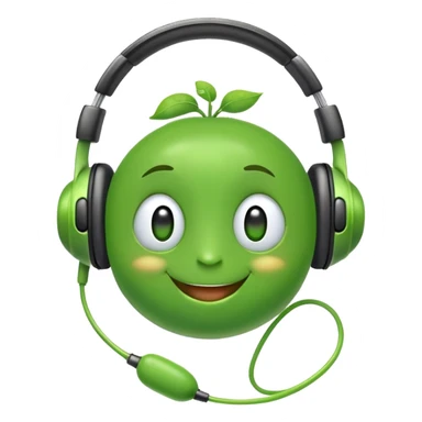 happy green pea with big headphones sticker