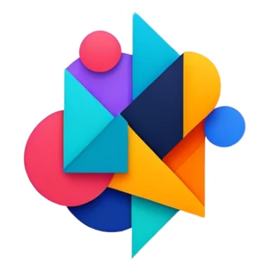 framed digital artwork with abstract vector shapes inside sticker