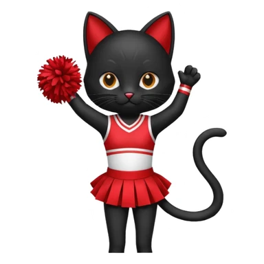 cheerleading black cat with pom pom sticker