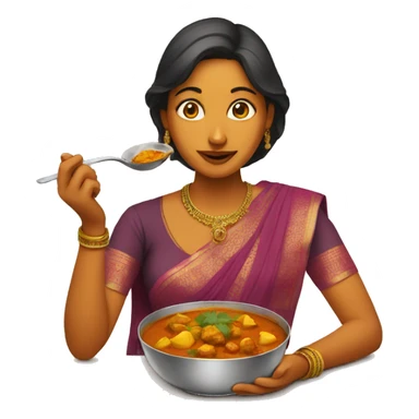 Indian woman eating curry sticker