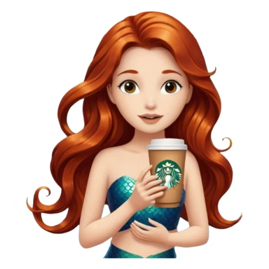 MERMAID WITH LONG HAIR AND DRINKING STARBUCKS COFFEE sticker