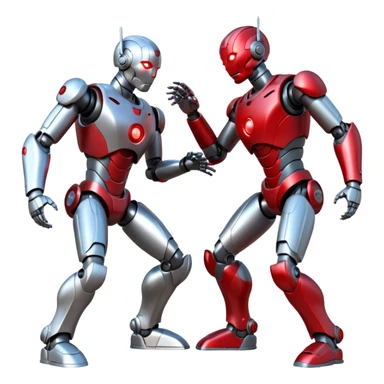 robotic fight between two futuristic robots like ultron   sticker