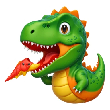 Dinosaur eating a Swedish fish sticker