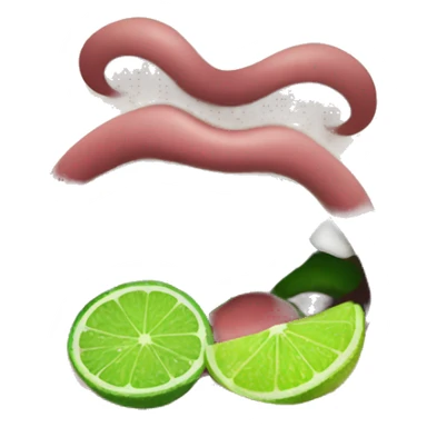 mouth with dark green lips biting into a lime with teeth showing sticker