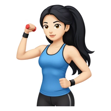 workout long black hair women sticker