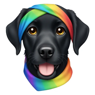 cute hairy Black labrador with rainbow bandana sticker